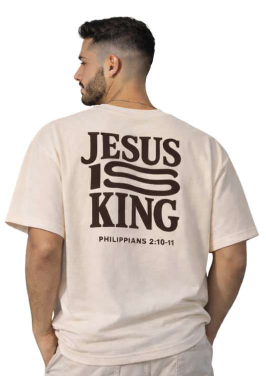CAMISA OVERSIZED JESUS IS KING - OFF-WHITE