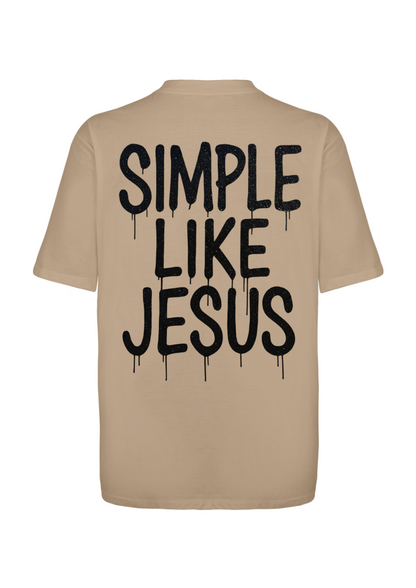 CAMISA OVERSIZED SIMPLE LIKE JESUS - BEGE