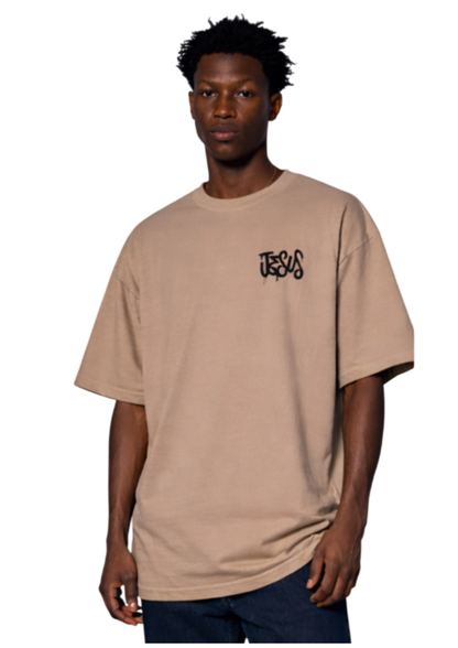 CAMISA OVERSIZED SIMPLE LIKE JESUS - BEGE