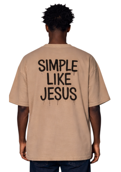 CAMISA OVERSIZED SIMPLE LIKE JESUS - BEGE