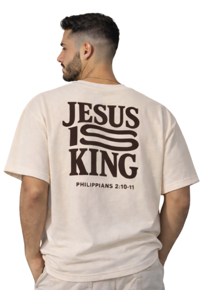 CAMISA OVERSIZED JESUS IS KING - OFF-WHITE