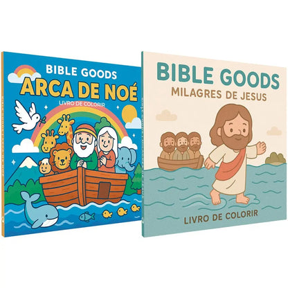 LIVRO DE COLORIR KIT BIBLE GOODS - ARCA DE NOÉ + MILAGRES DE JESUS